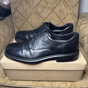 Ecco Helsinki 2 Mens Loafers Slip On Size 47 US 13 Black Leather Dress Shoes